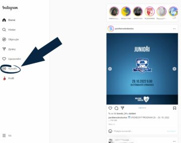 jak přidat foto video Instagram PC desktop 1 hlavní stránka tlačítko Vytvořit