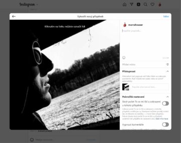 jak přidat foto video Instagram PC desktop 6 text místo označení