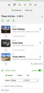 mapy cz plán trasy počasí