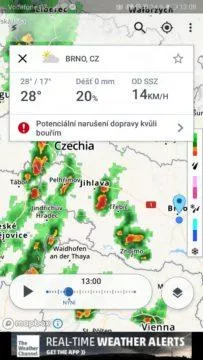 Meteo radar - bouřky