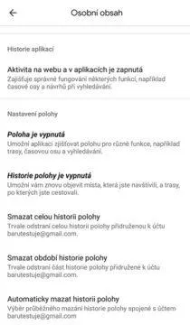 nastavení polohy google mapy