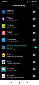 Notifikační LED se povoluje přepínačem