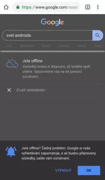 offline vyhledávání google chrome