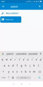 Přečíst clipboard - Akce Vyslovit text