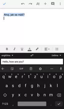 Překlad textu klávesnice Gboard