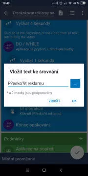 Přeskočit reklamy na YouTube - Akce správný text