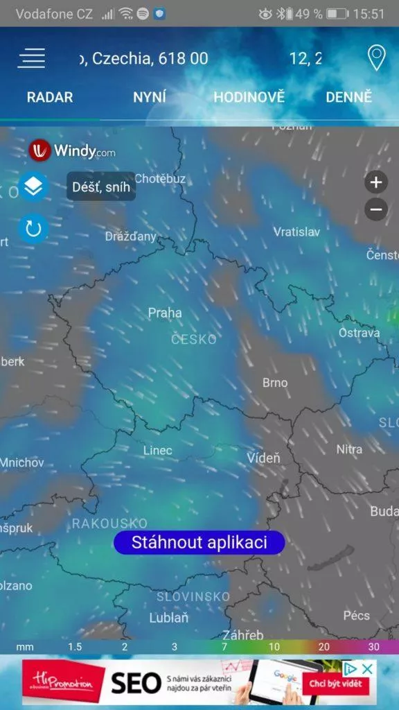 Přesná předpověď počasí - Česká republika - aplikace