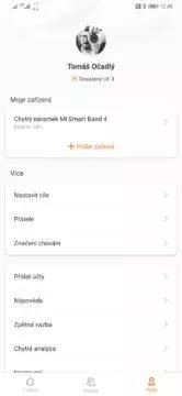 Xiaomi Mi Band 4 volby nastavení