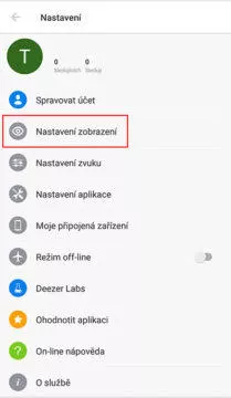 tmavý režim aplikace deezer