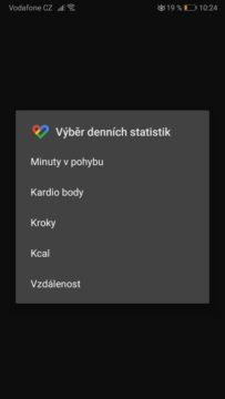 Výběr widgetu - Google Fit