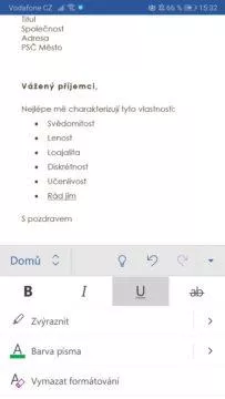 Vytvoření životopisu - CV v Microsoft Word