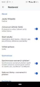 Wikipedie – možnosti nastavení