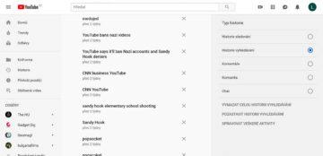 YouTube - historie vyhledávání