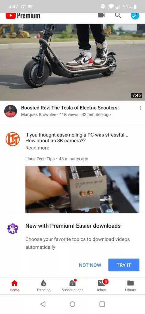 youtube premium upozorneni automaticke offline sledovani