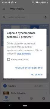 Zapnutí synchronizace