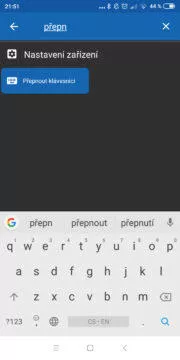 Změna klávesnice - automatizovat Android - akce