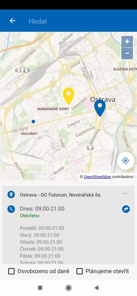 Informace o prodejně
