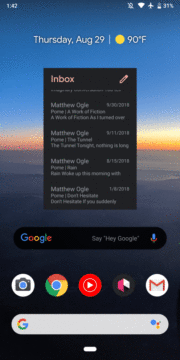 tmavý vzhled widget gmail