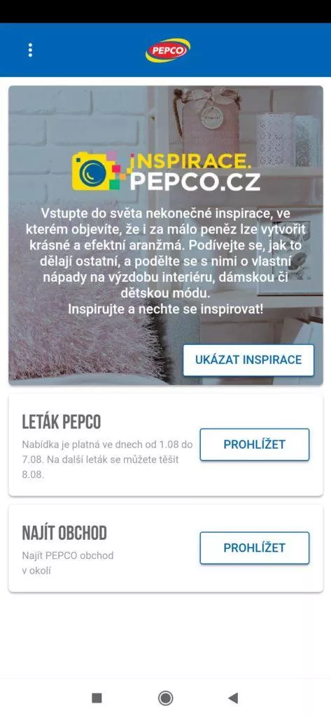 Úvodní stránka nové aplikace PEPCO