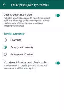 zabezpečení whatsapp