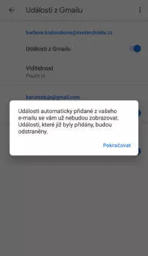 zrušení synchronizace gmail kalendář