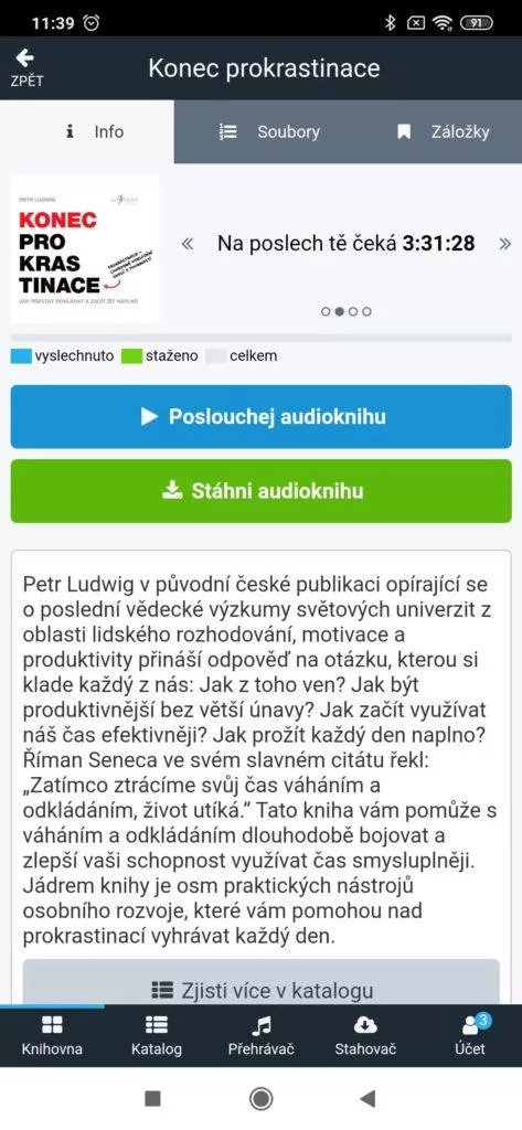 Knihy můžete přehrávat a stahovat