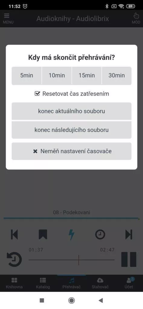 Nastavení časovače