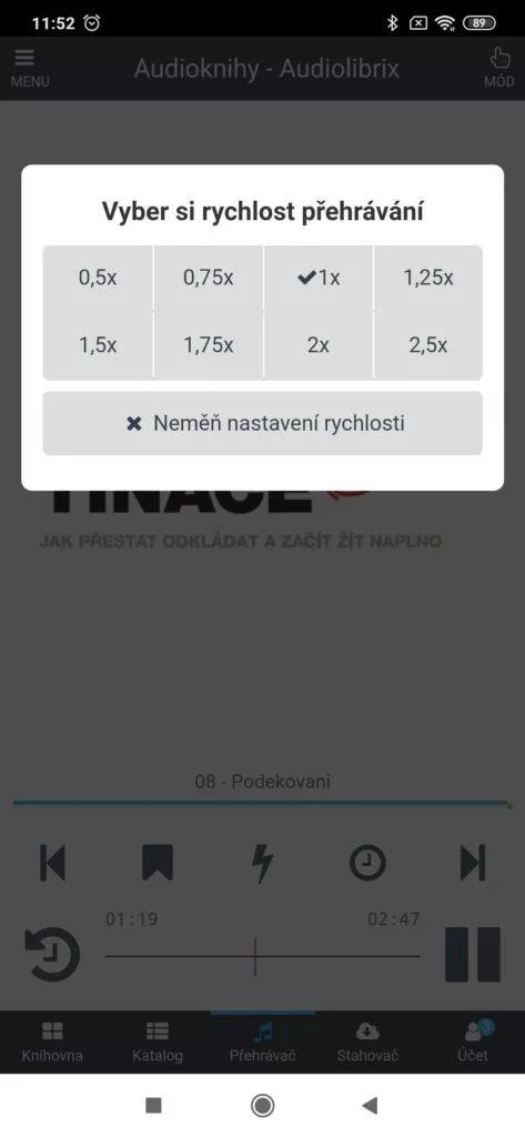 Nastavení rychlosti