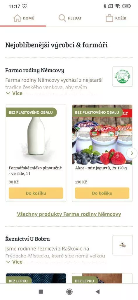 Přehled zboží ve skupině