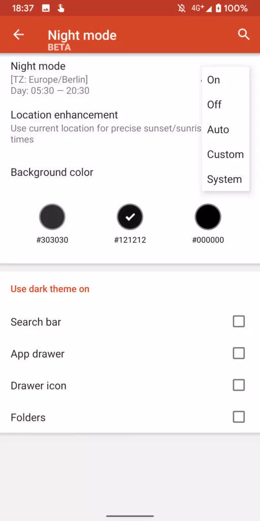 tmavy rezim nova launcher