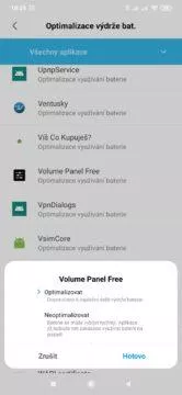 Vypnutí optimalizace baterie