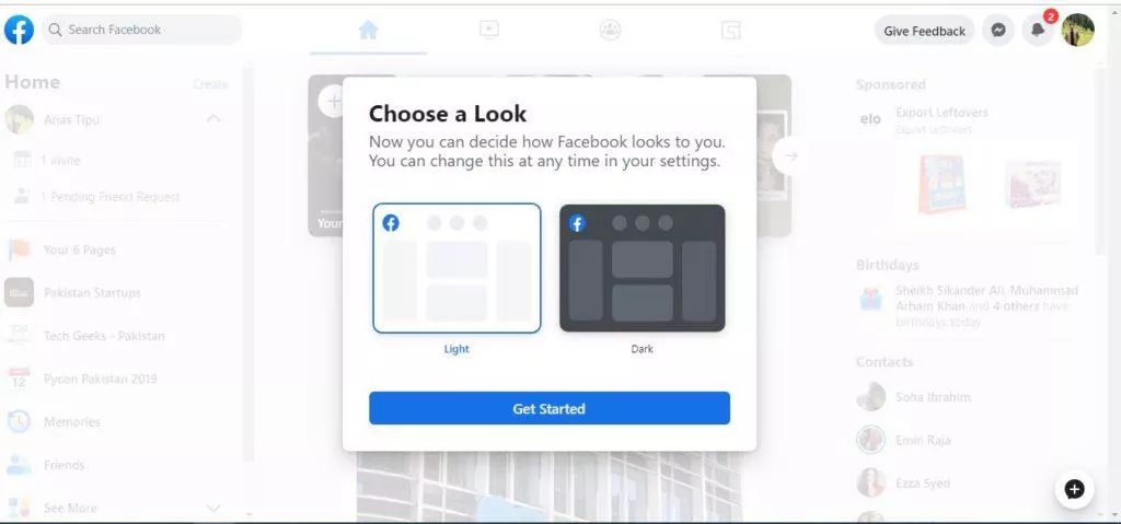 facebook webová aplikace