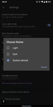 google duo tmavý režim