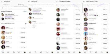 screen rozdělení uživatelů na instagramu do skupin