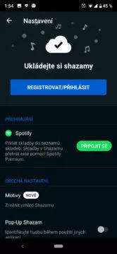 shazam tmavý režim nastavení