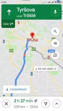 události v google mapách trasa