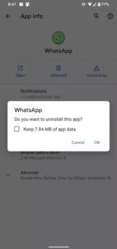 data aplikací Android 10 WhatsApp