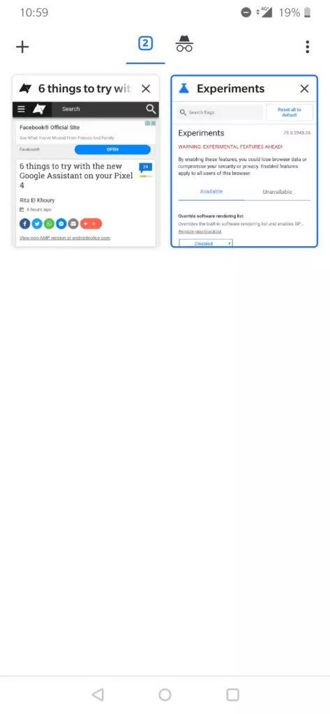 google chrome starý přepínač karet