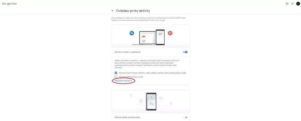 google data automatické mazání