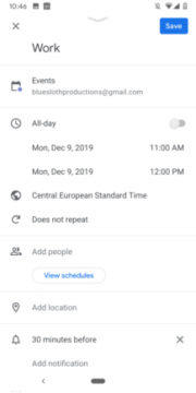 google kalendář aktualizace