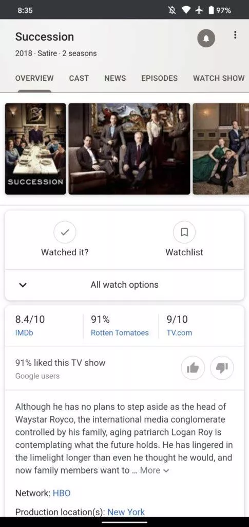 Google Watchlist screenshot 1