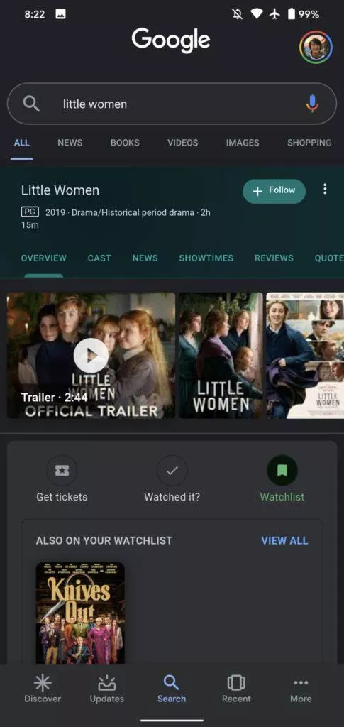 Google Watchlist screenshot 2