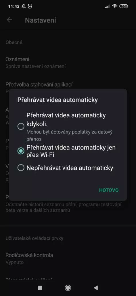 jak vypnout automatické přehrávání obchod play
