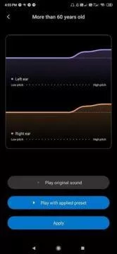 nastavení zvuku v MIUI 11 profil od 60 let