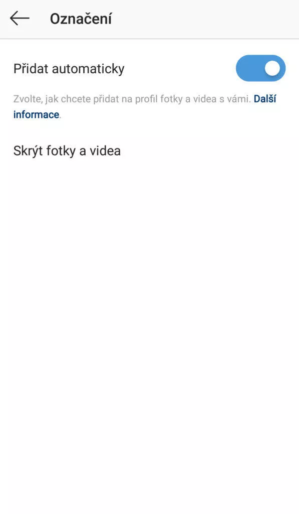 označení fotky na instagramu