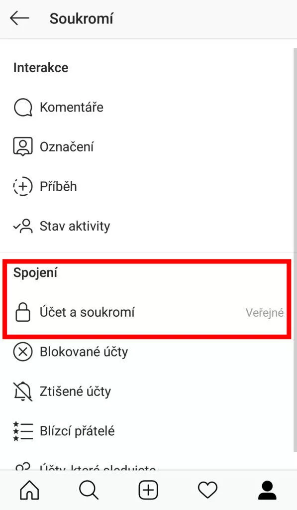 soukromý instagram profil