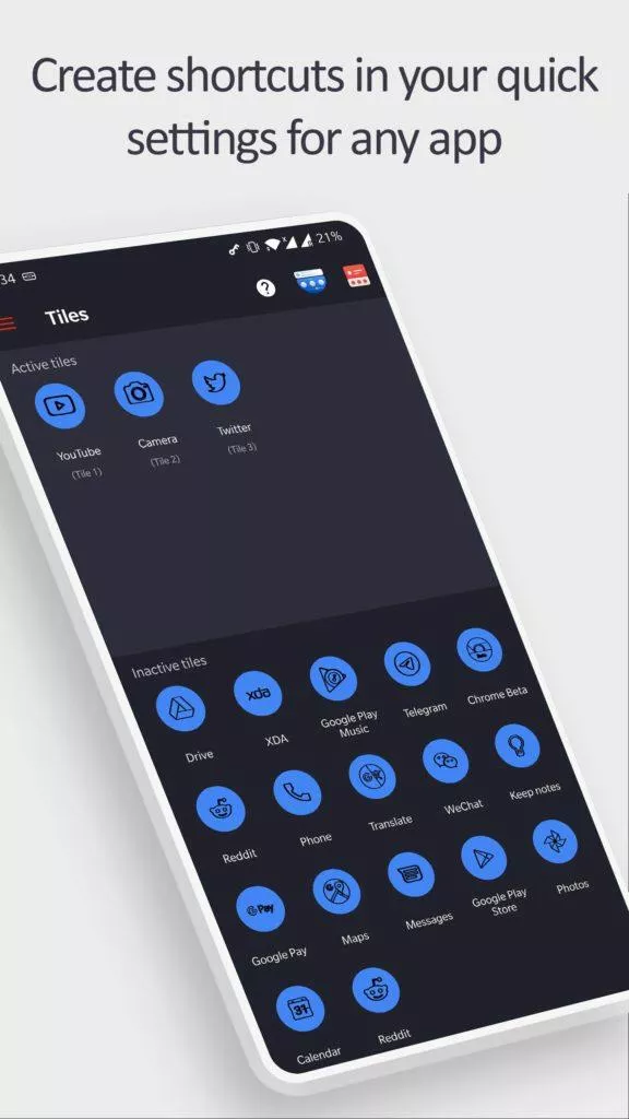 Tile Shortcuts - vlastní zástupci v rychlém nastavení