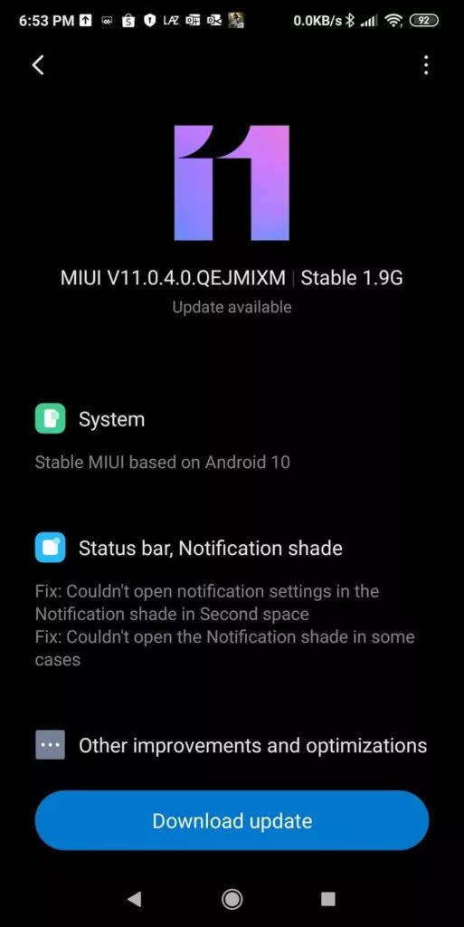 Pocophone F1 MIUI 11 Android 10 screen 1