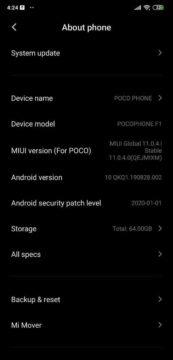 Pocophone F1 MIUI 11 Android 10 screen 2