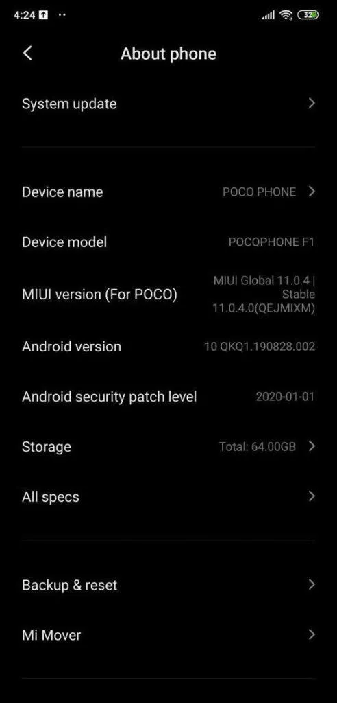 Pocophone F1 MIUI 11 Android 10 screen 2